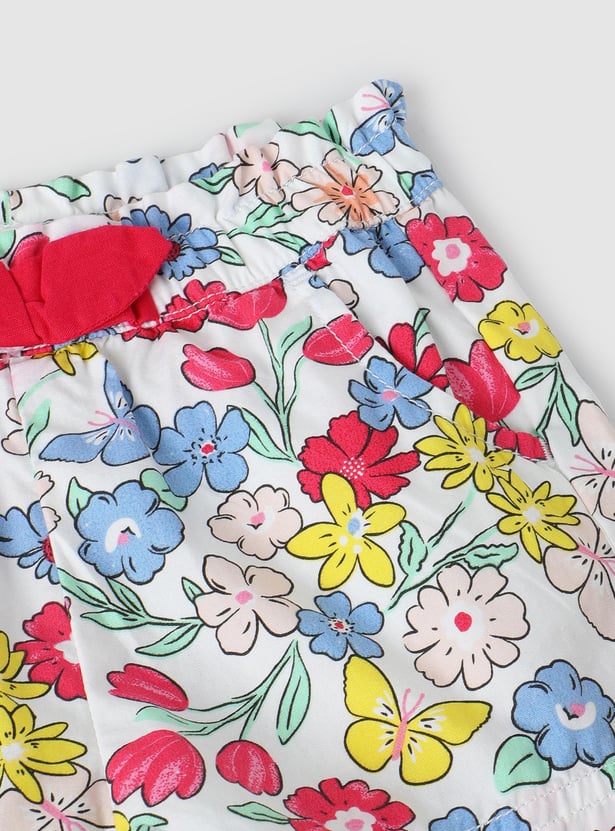 Girls Floral Printed Knit Shorts