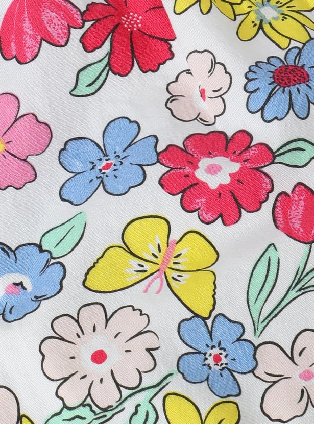 Girls Floral Printed Knit Shorts