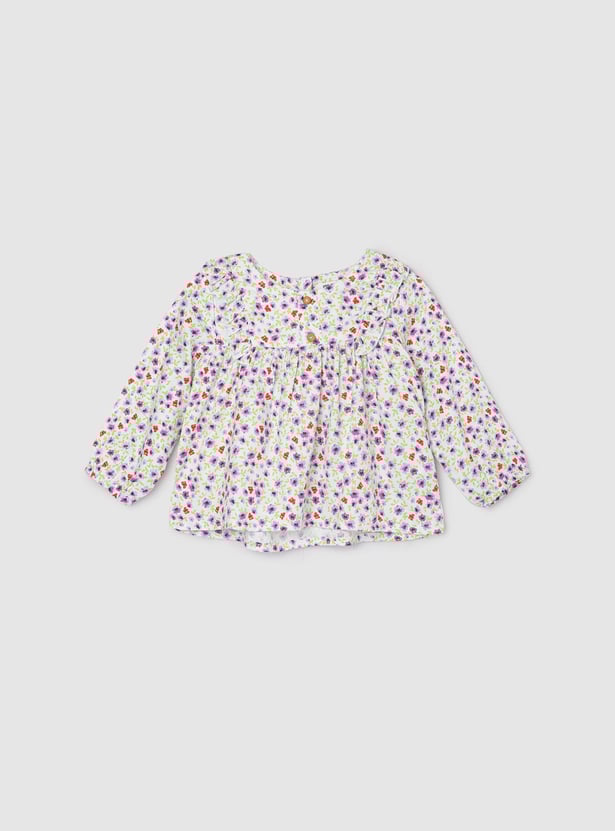 Girls Floral Printed Woven Top