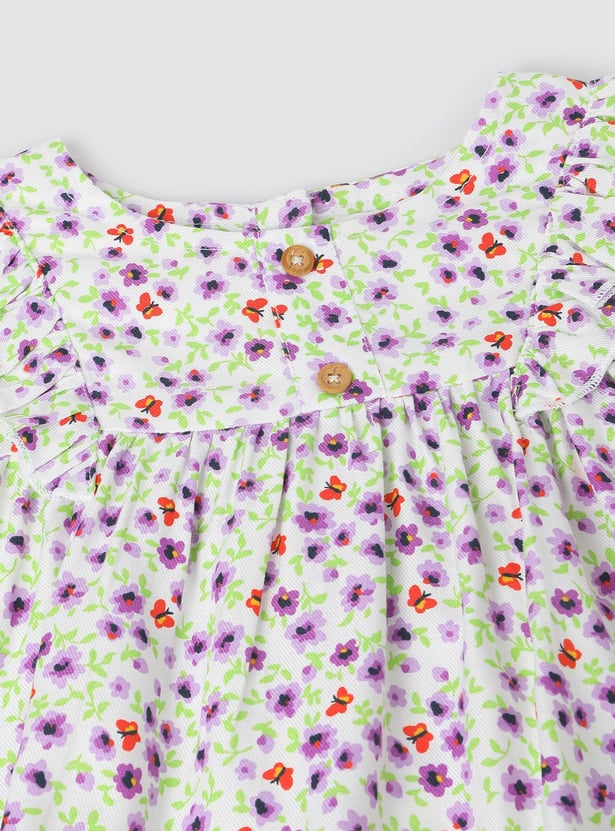 Girls Floral Printed Woven Top
