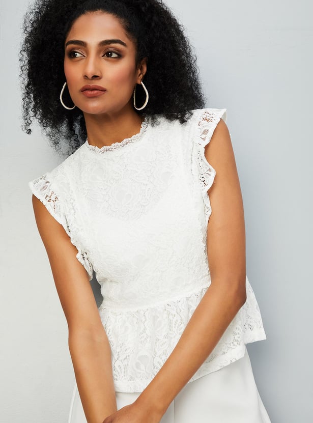 Women Lace Peplum Top