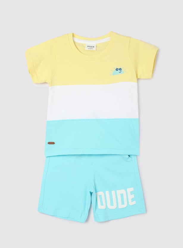 Boys Colourblock Shorts Set