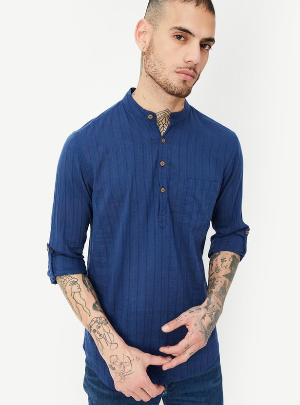 Men Striped Short Kurta