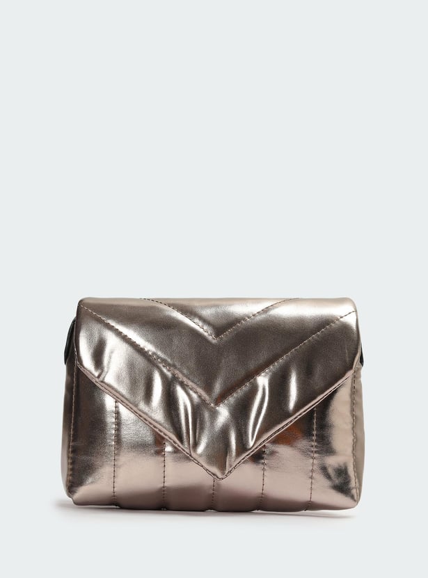 Women Quilted Metalic Sling Bag