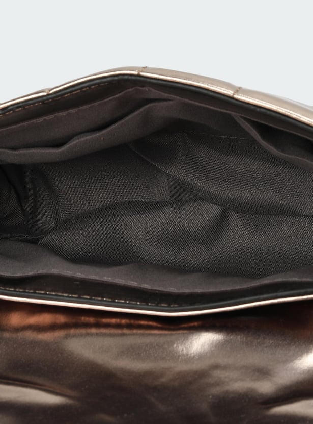 Women Quilted Metalic Sling Bag