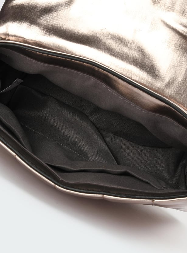 Women Quilted Metalic Sling Bag