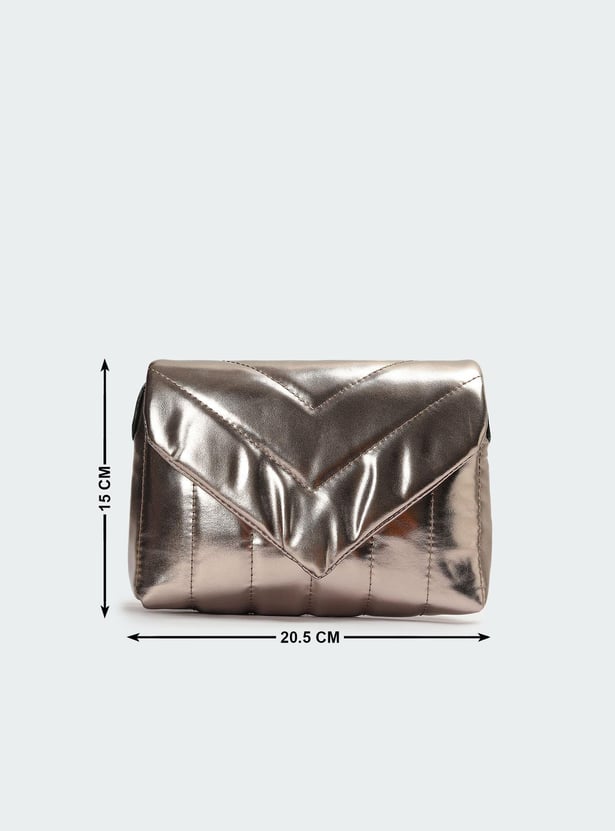 Women Quilted Metalic Sling Bag