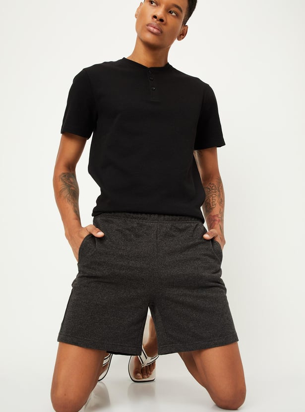 Men Heathered Knit Lounge Shorts