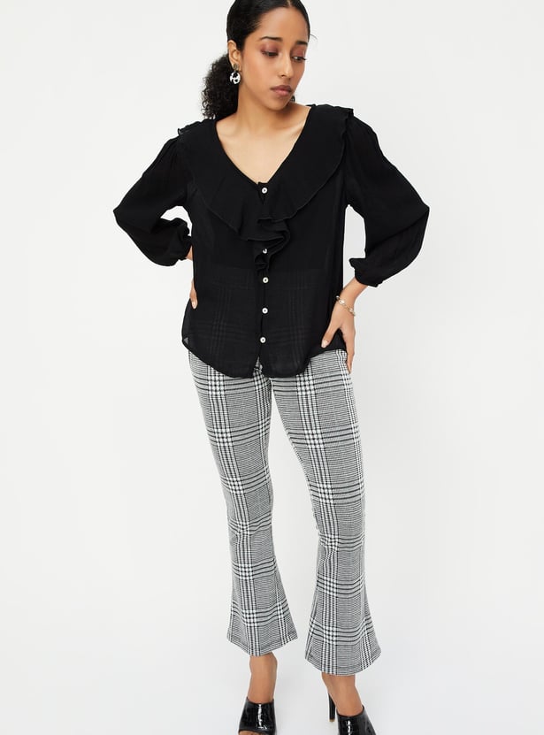 Buy Women Ruffled V-neck Blouse Online at just Rs. 699.0 ...