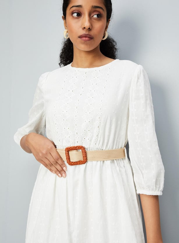 Buy Women Woven Schiffli Midi Dress Online at just Rs. 1599.0 ...