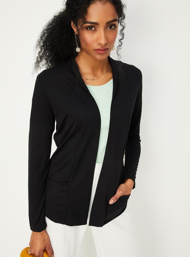 Women Solid Open-Front Shrug