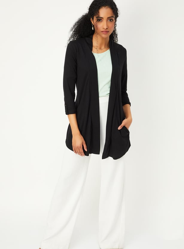 Women Solid Open-Front Shrug