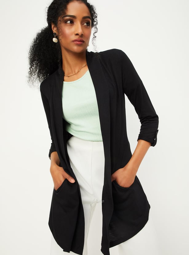 Women Solid Open-Front Shrug