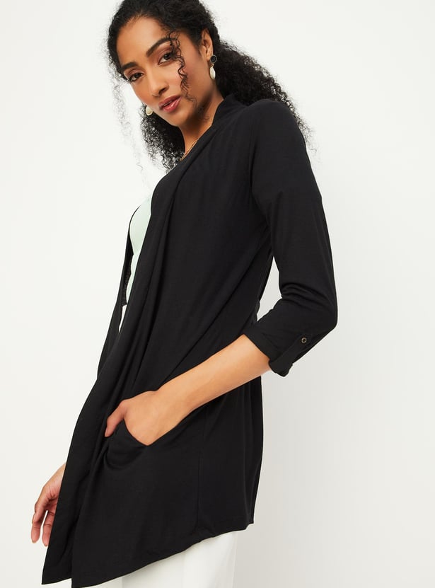 Women Solid Open-Front Shrug