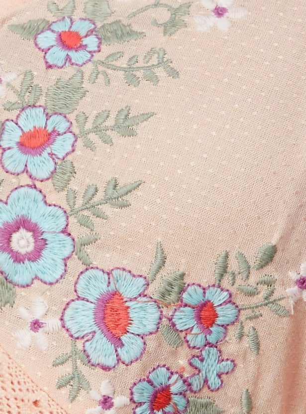 Women Embroidered V-Neck Tunic