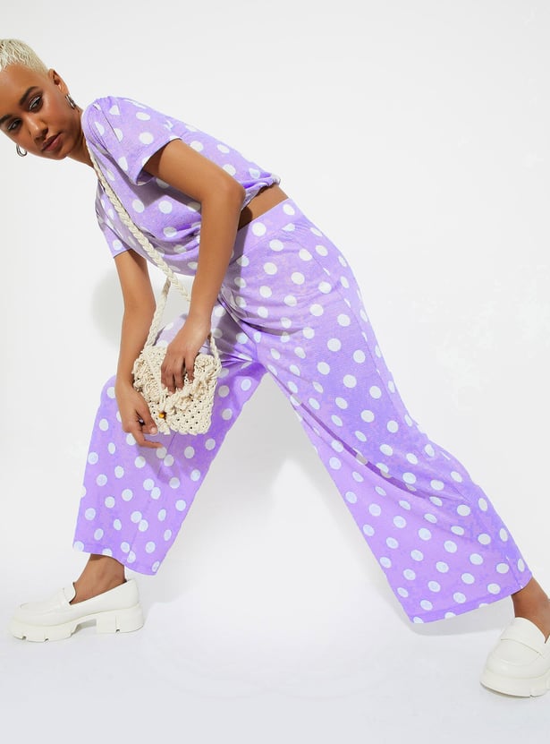 URB_N Women Polka Dot Knitted Trousers