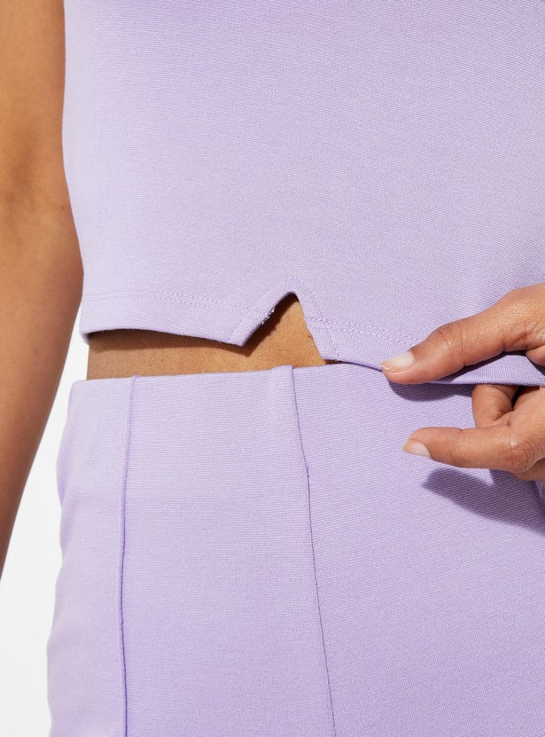 URB_N Women Crop Top with Notched Hem