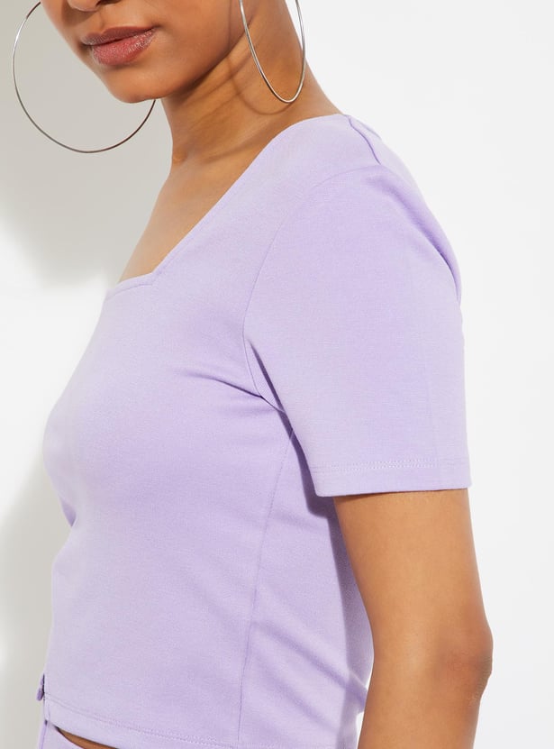 URB_N Women Crop Top with Notched Hem