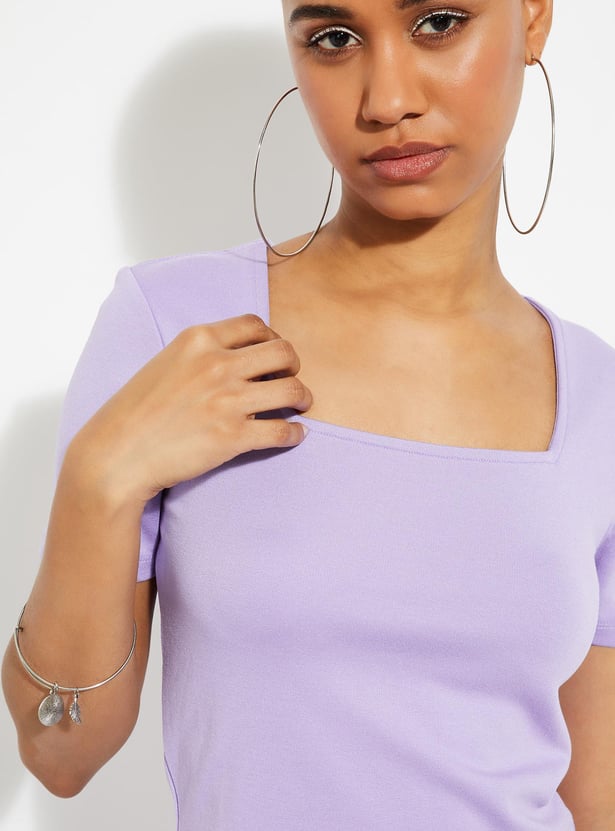 URB_N Women Crop Top with Notched Hem