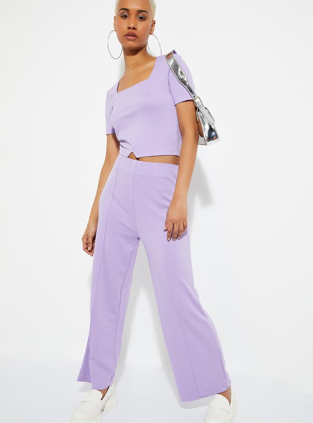 URB_N Women Crop Top with Notched Hem