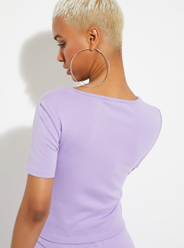 URB_N Women Crop Top with Notched Hem