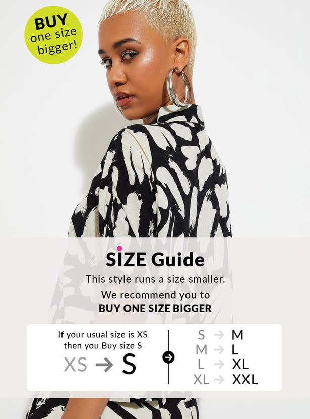 URB_N Women Printed Boxy Crop Shirt