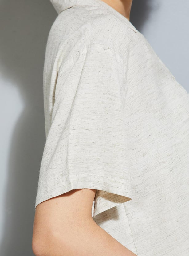 URB_N Women Solid Crop Resort Shirt