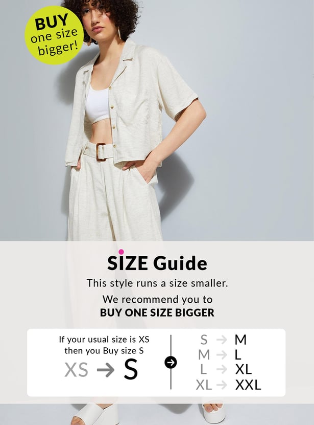 URB_N Women Solid Crop Resort Shirt