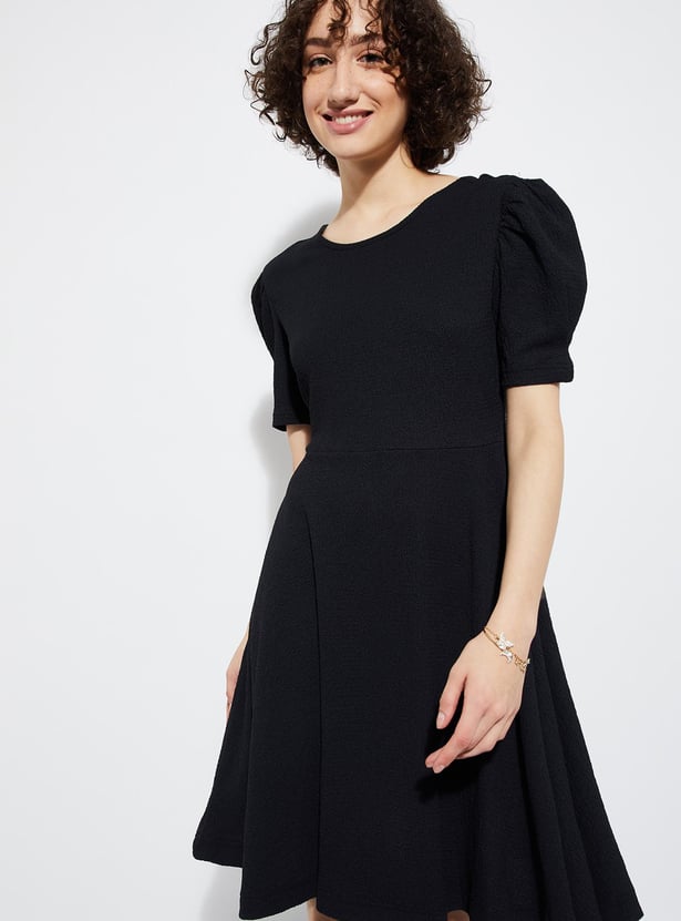 URB_N Women Textured Fit & Flare Dress