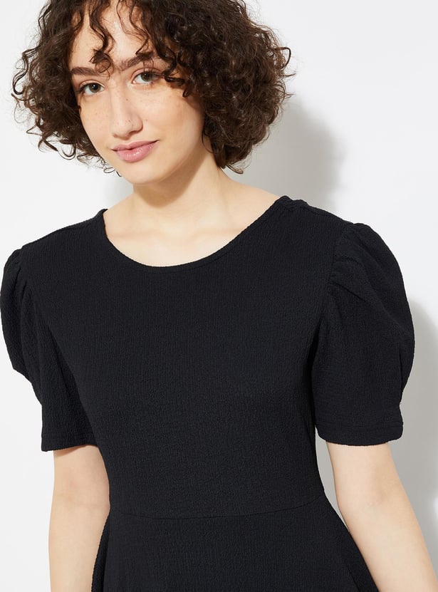 URB_N Women Textured Fit & Flare Dress