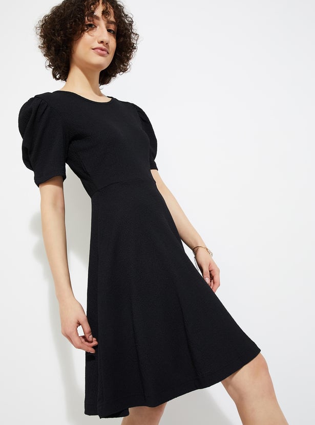 URB_N Women Textured Fit & Flare Dress