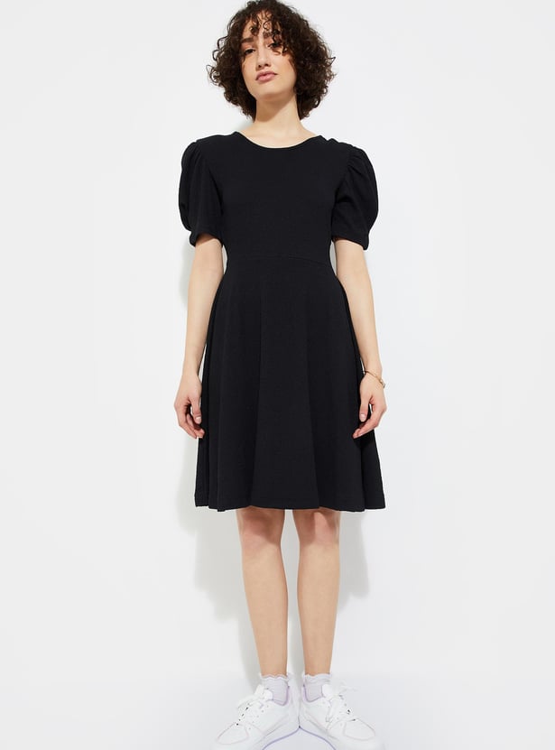 URB_N Women Textured Fit & Flare Dress
