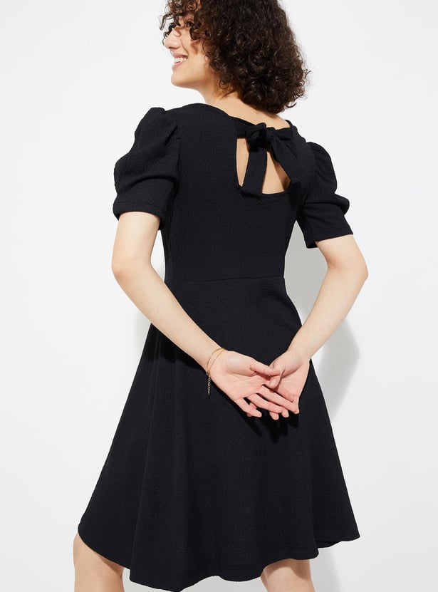 URB_N Women Textured Fit & Flare Dress