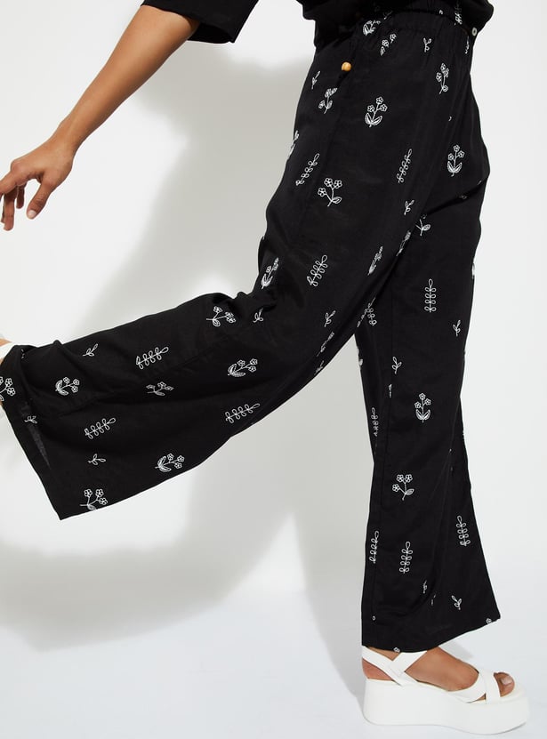 URB_N Women Embroidered Elasticated Palazzos