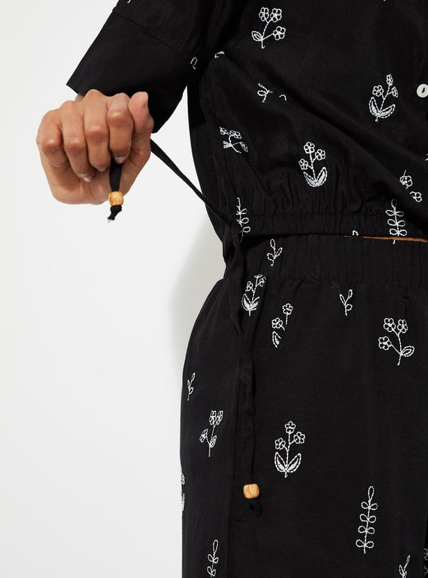 URB_N Women Embroidered Elasticated Palazzos