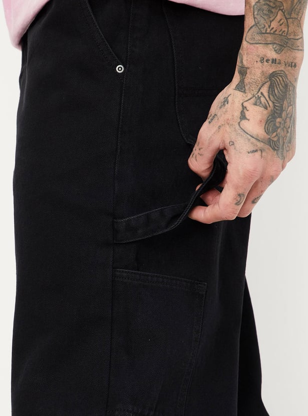 Men Solid Loose Fit Cargo Jeans