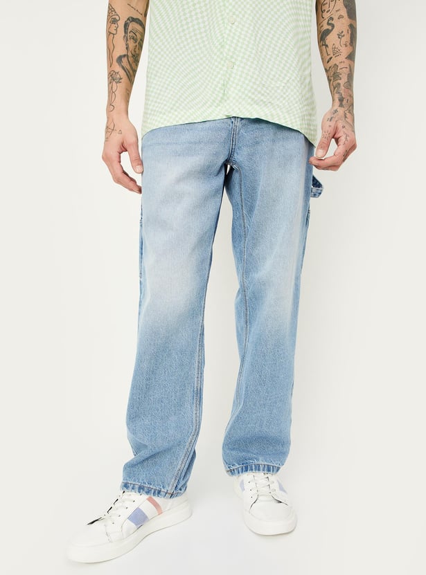 Men Solid Loose Fit Cargo Jeans