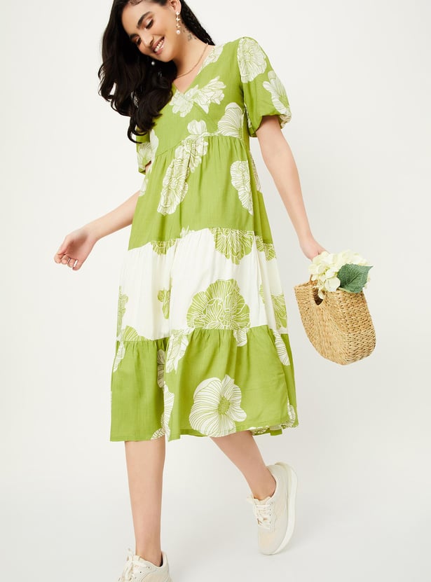 Women Floral Printed Midi Dress