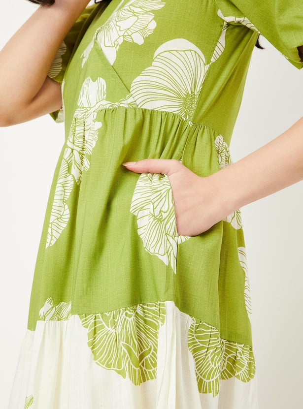 Women Floral Printed Midi Dress