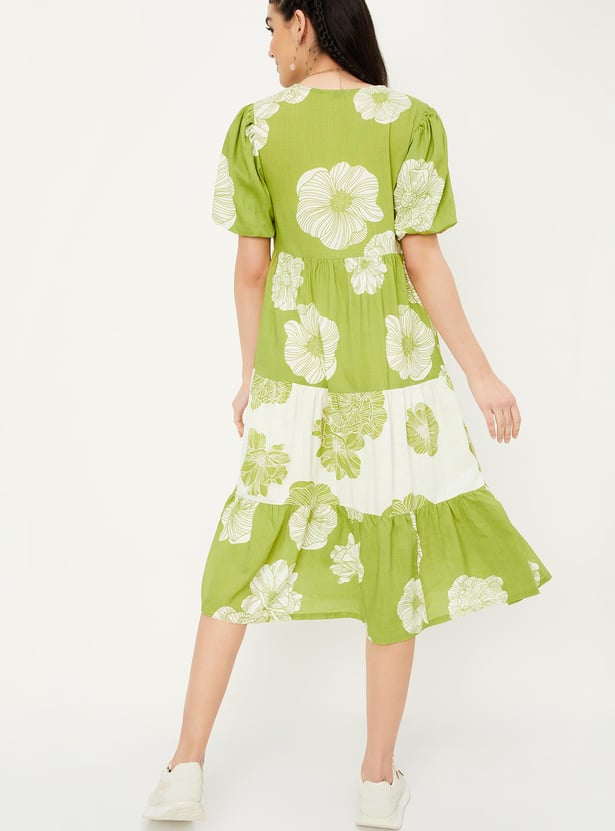 Women Floral Printed Midi Dress