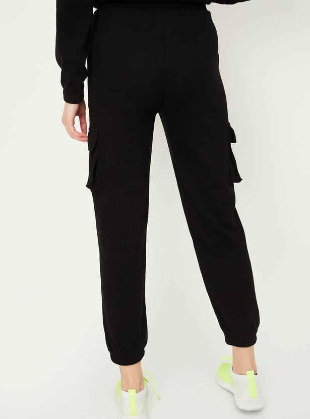 Women Textured Cargo Joggers