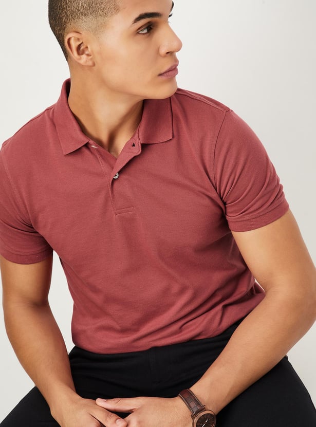 Men Slim Fit Solid Polo T-shirt