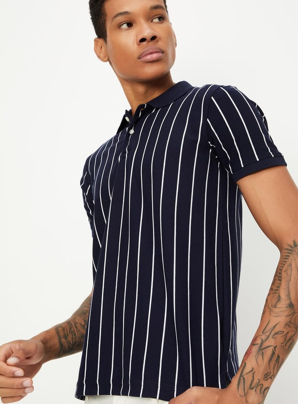 Mens striped polo t shirt best sale