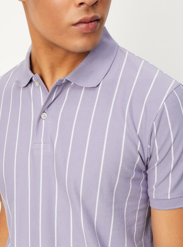 Buy Men Slim Fit Striped Polo T Shirt Online At Just Rs