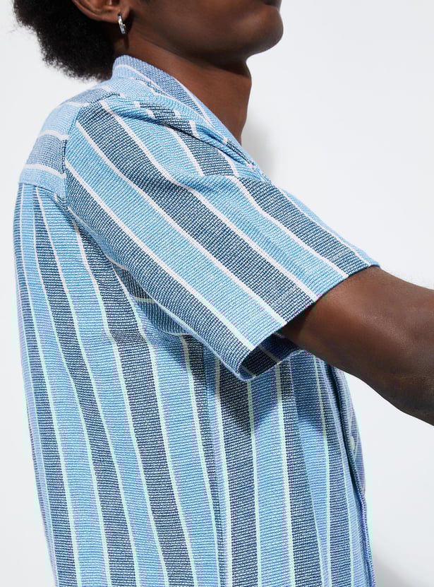 Buy URB_N Men Regular Fit Striped Resort Shirt Online at just Rs. 899.0