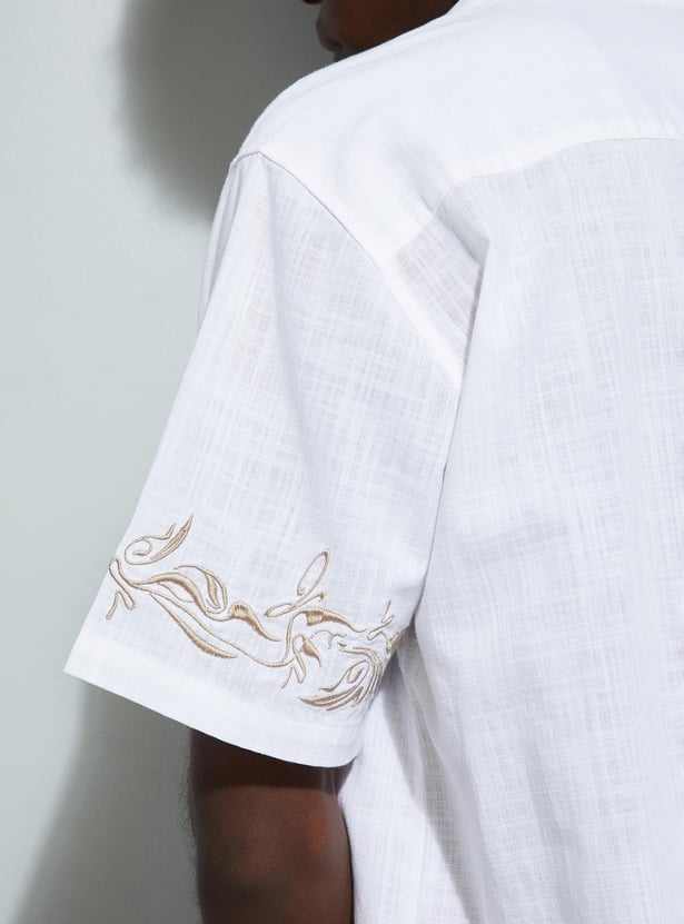 URB_N Men Oversized Embroidered Shirt