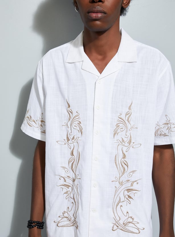 URB_N Men Oversized Embroidered Shirt