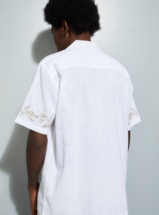 URB_N Men Oversized Embroidered Shirt