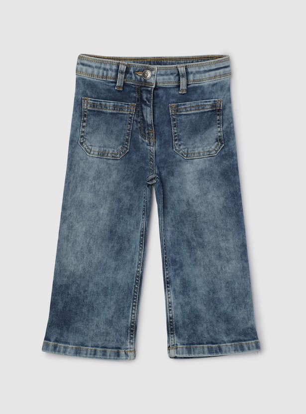 Girls Washed Wide-Leg Jeans
