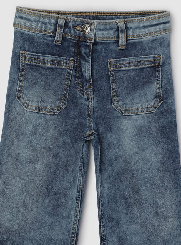 Girls Washed Wide-Leg Jeans